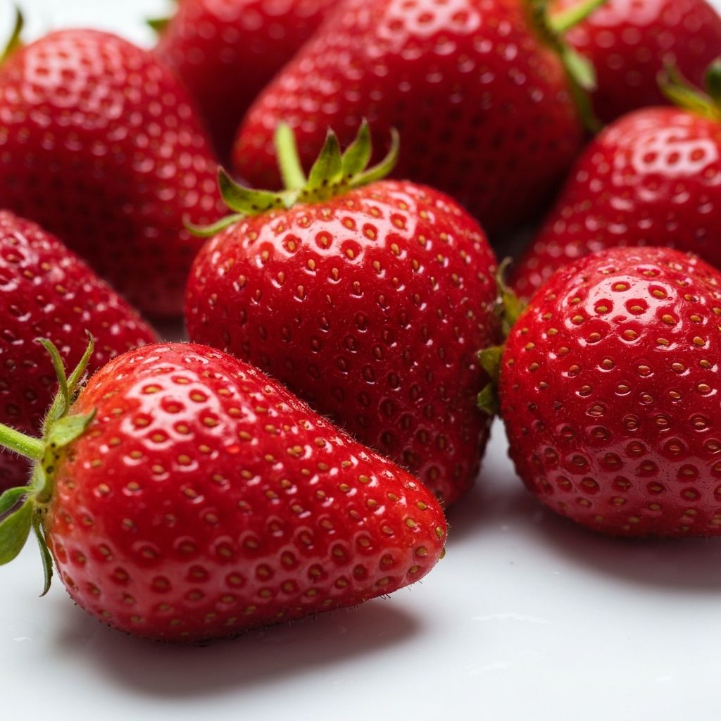 Close-up of La valée strawberries at harvest